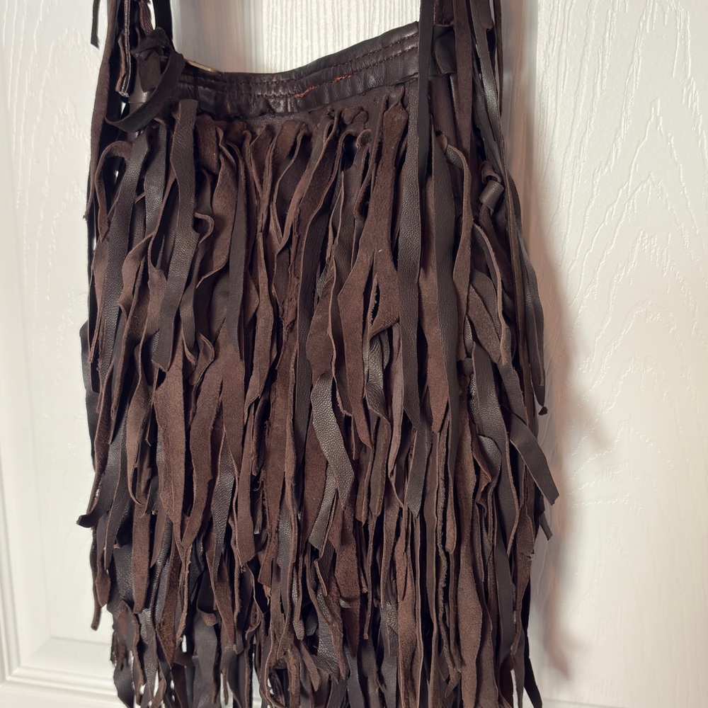 Brown Genuine Leather Fringe Handmade Shoulder Bag